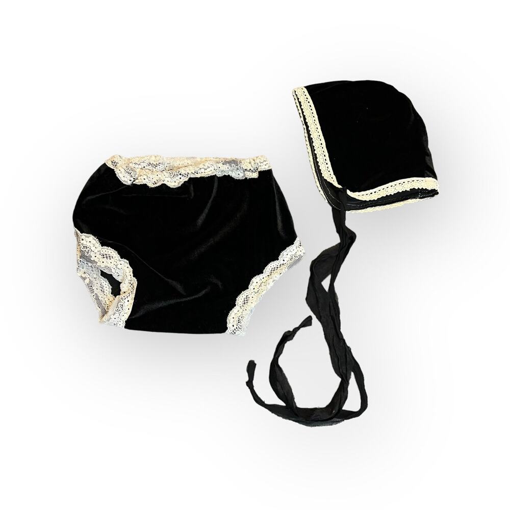 Little Willow Tree Black Velvet Bonnet And Bloomer Set